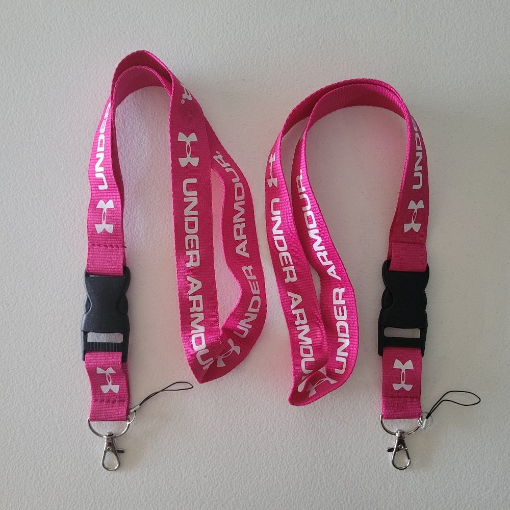 E1. Best Sport Unisex Under Armour Pink One Size Logo Lanyard and Metal Clip (2)